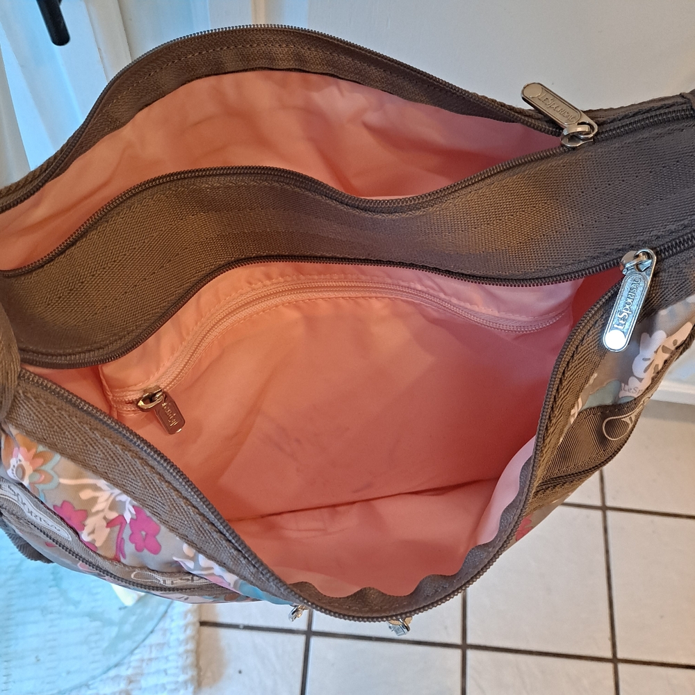 LeSportsac Floral Crossbody Bag - Pink, Blue, Brown - Picture 10 of 11